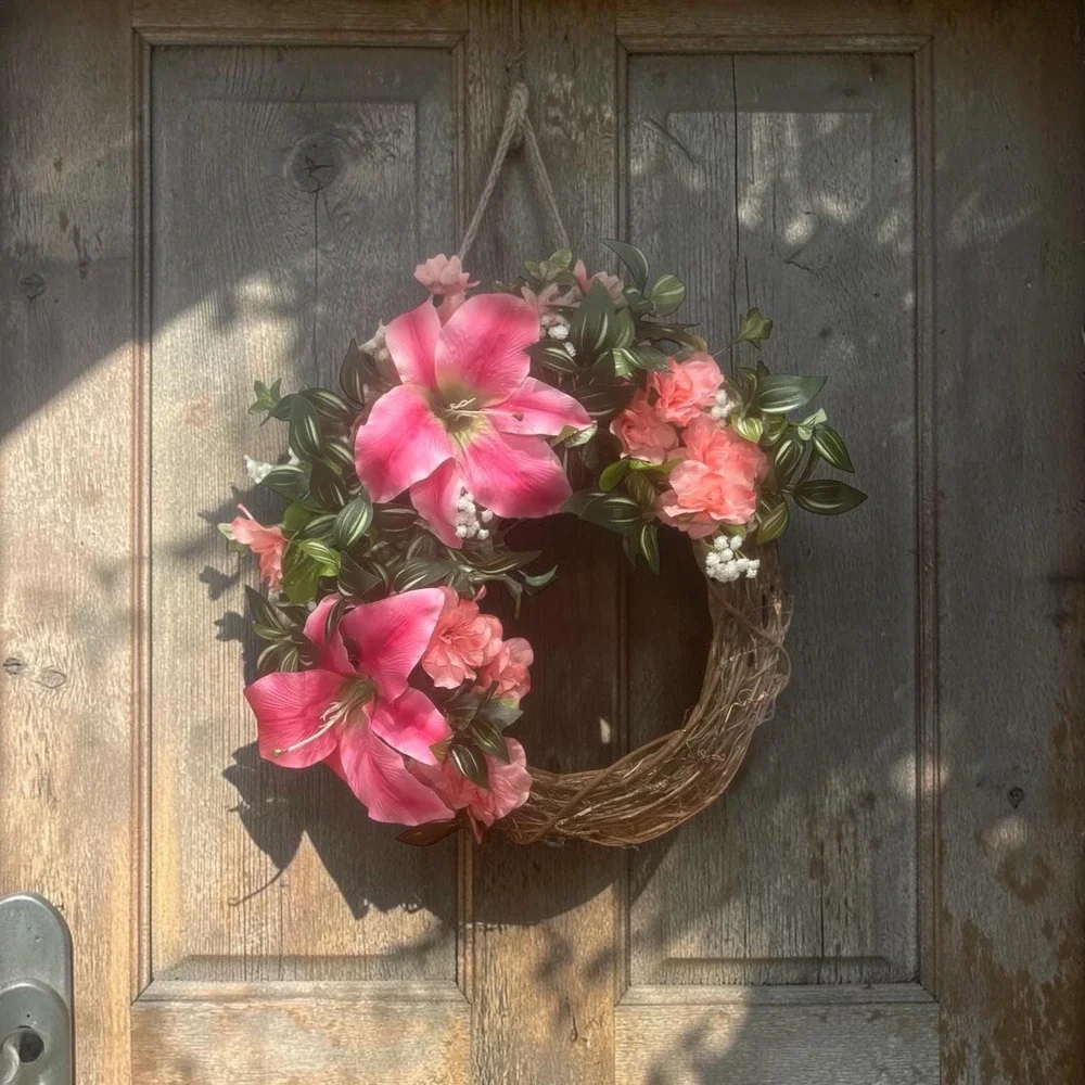 Colorful Spring Wreath: Faux Floral Door Accent;